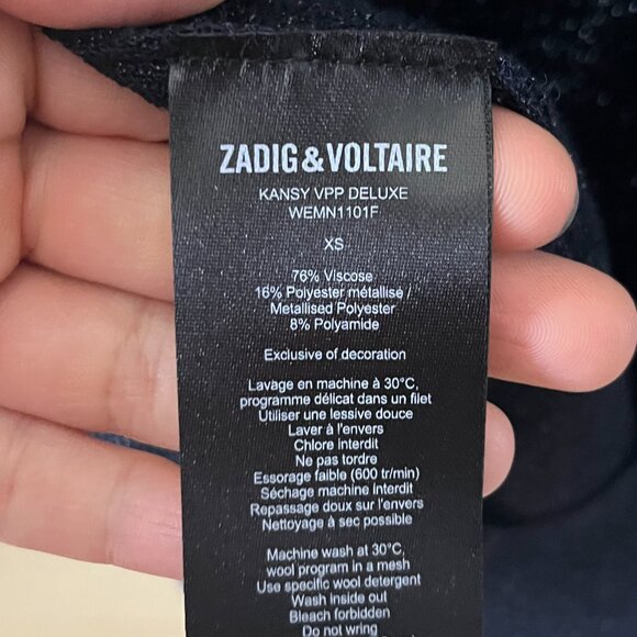 Zadig & Voltaire | Open Back & Round Neck Sweater, Metalic Navy, XS - Picture 3 of 6